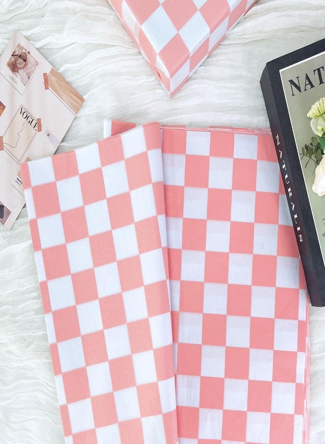 MUNILAIL 100 Sheets Checkered Tissue Paper 14 x 20 Inches Pink and White Gift Wrapping Paper Race Car Art Paper for Birthday Party Decorations Packaging Tissue Paper - Image 5